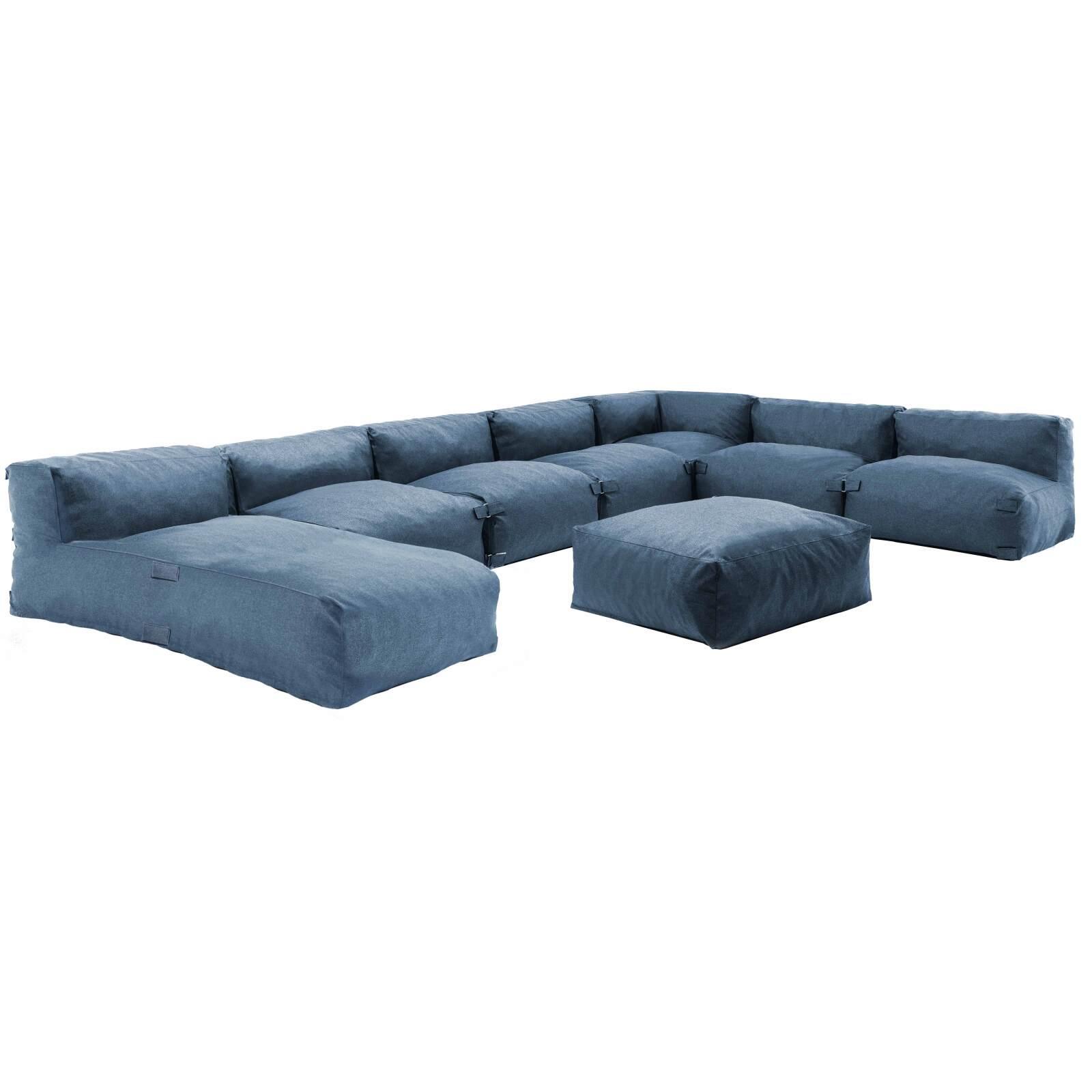 Mobile da giardino componibile con 5 chaise longue, 1 poltrona angolare, 1 chaise longue e 1 pouf 