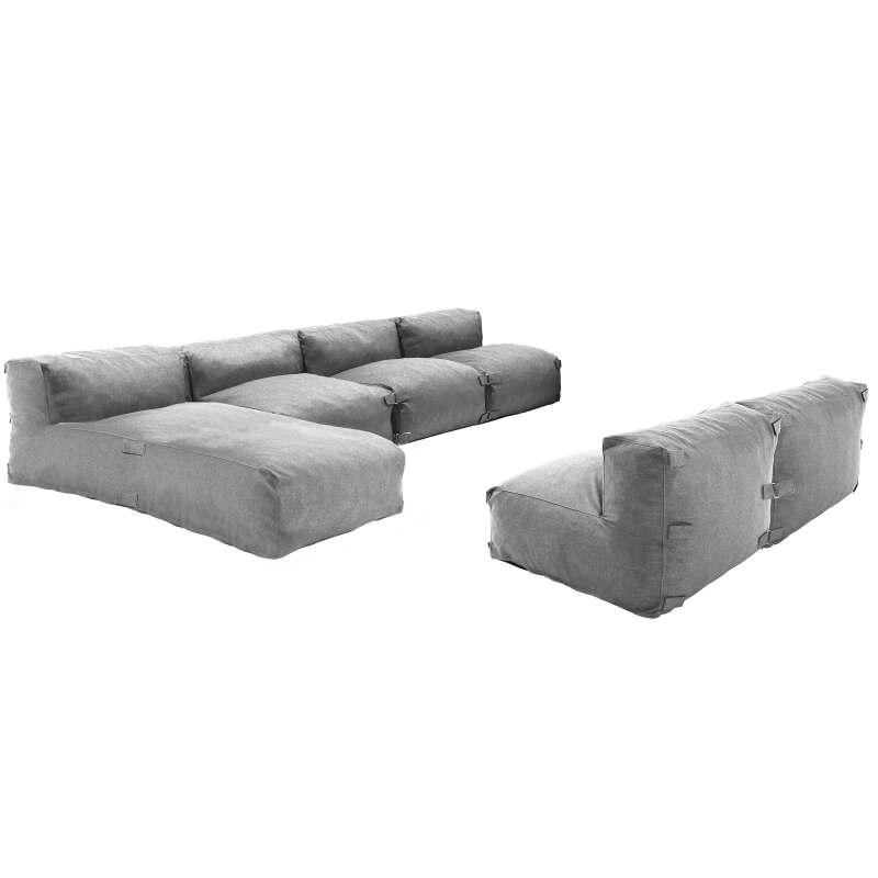 Mobile da giardino componibile con 5 poltrone e 1 chaise longue 
