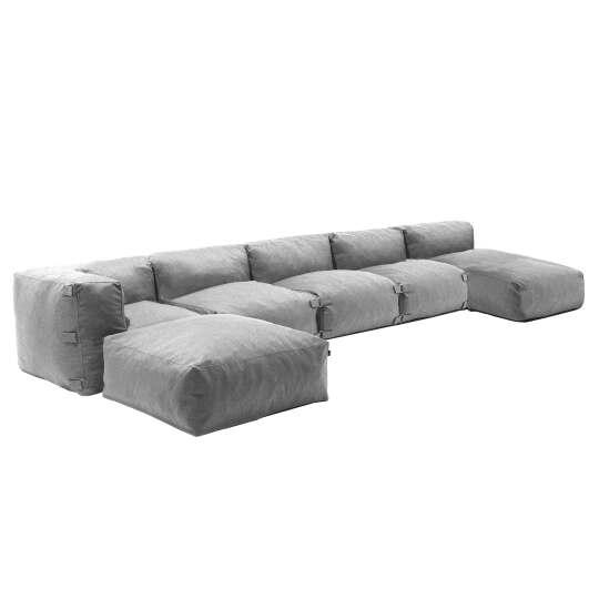 Mobile da giardino componibile con 3 chaise longue, 1 poltrona angolare, 1 chaise longue e 1 pouf