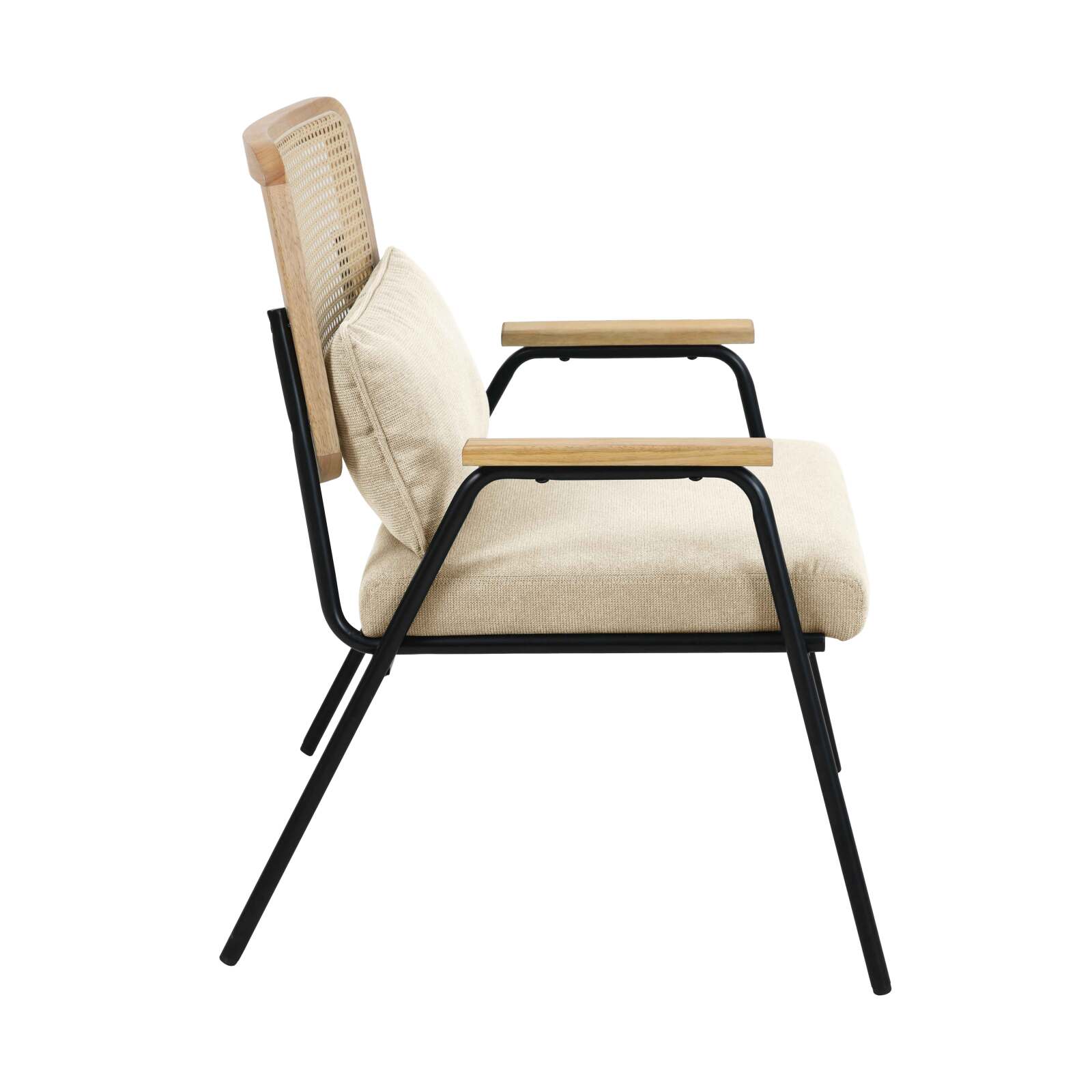 Poltrona relax in acciaio, rattan sintetico e tessuto Poltrona relax in acciaio, rattan sintetico e tessuto