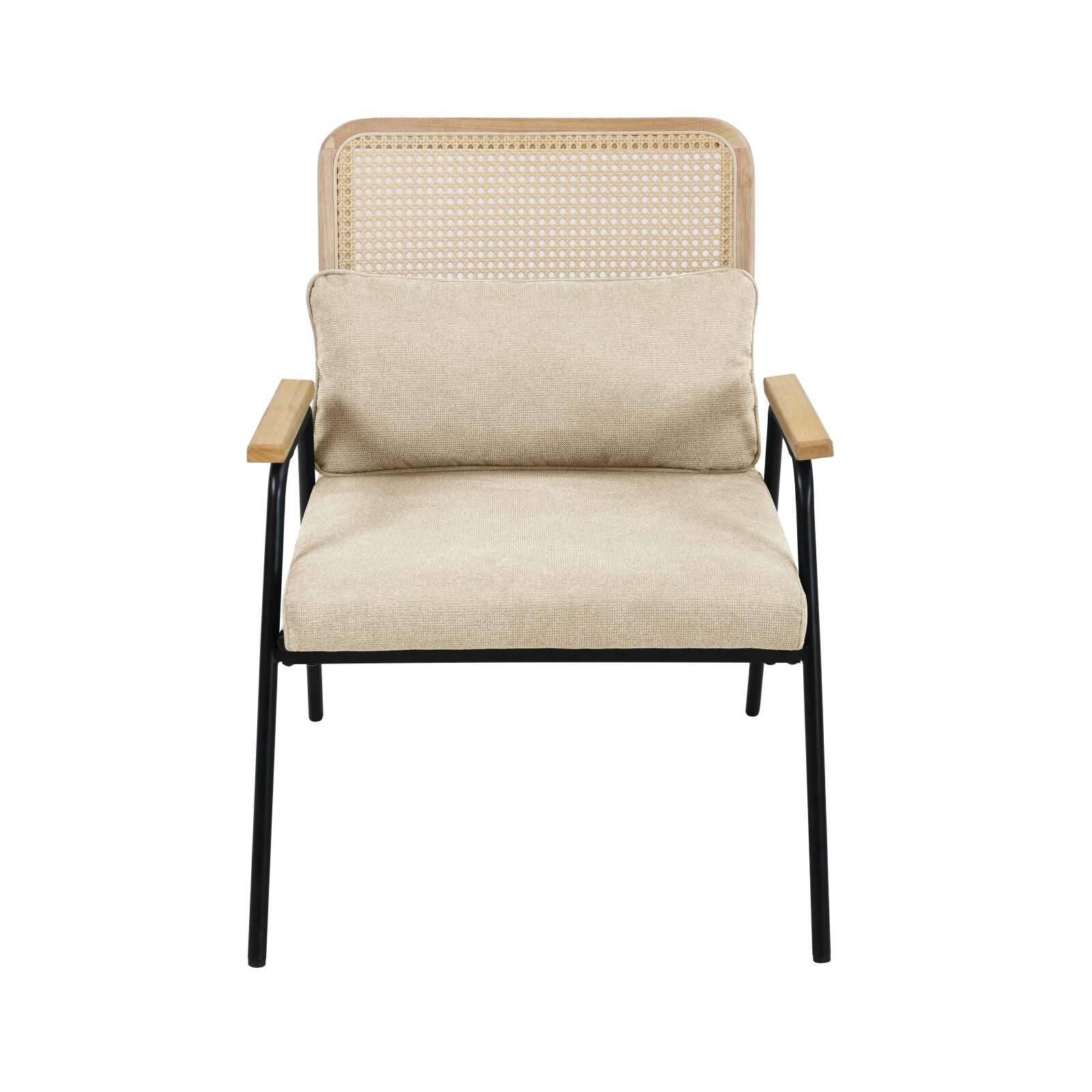 Poltrona relax in acciaio, rattan sintetico e tessuto