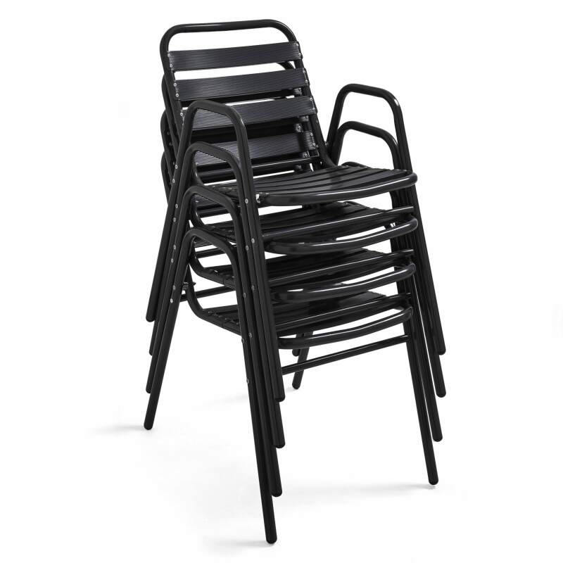 Tavolo da giardino bistrot grigio 70 x 70 cm e 4 sedie con braccioli in alluminio