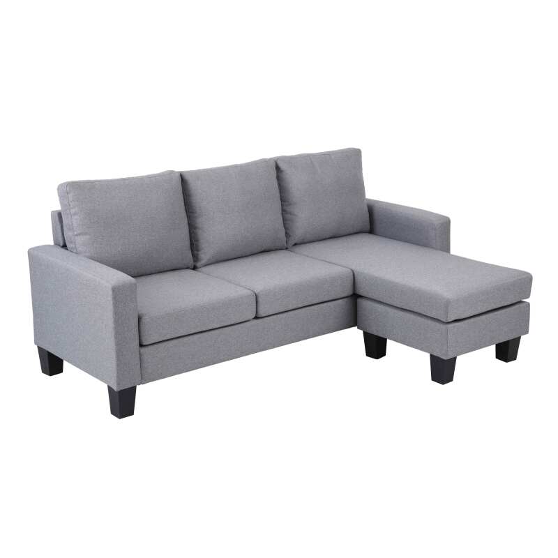 Divano angolare con chaise longue in tessuto a 3 posti