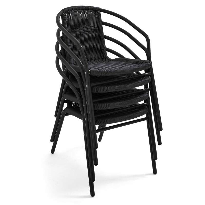 Tavolo da giardino quadrato 70 x 70 cm e 4 sedie con braccioli