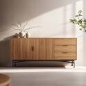 Credenza con 2 ante e 3 cassetti in MDF con melaminico e decoro acciaio 160 cm