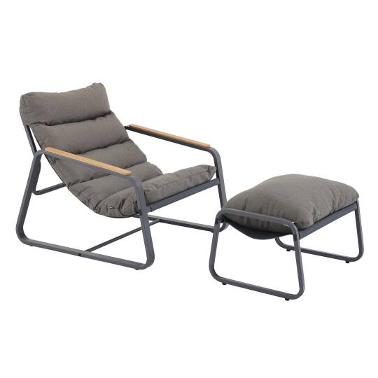 Poltrona relax in acciaio e Textilene con poggiapiedi