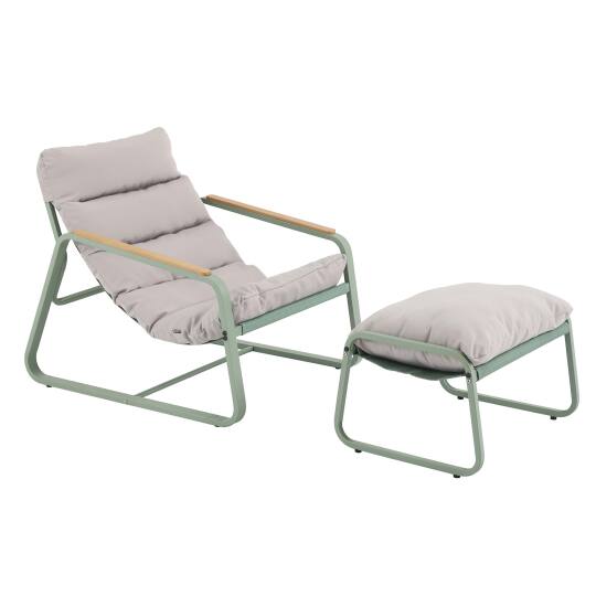 Poltrona relax in acciaio e Textilene con poggiapiedi