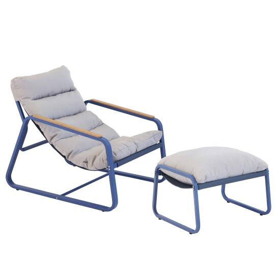 Poltrona relax in acciaio e Textilene con poggiapiedi