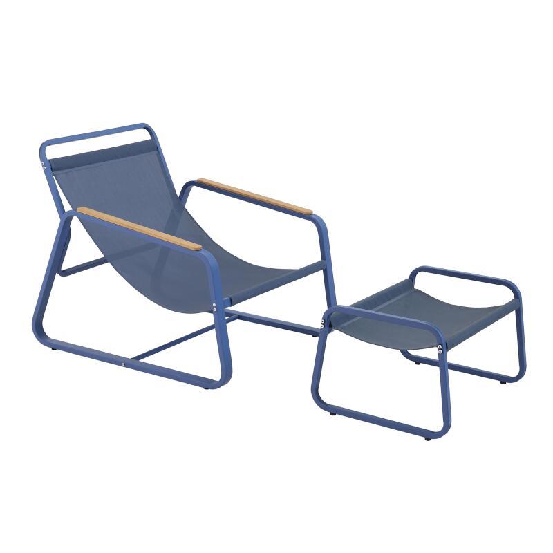 Poltrona relax in acciaio e Textilene con poggiapiedi