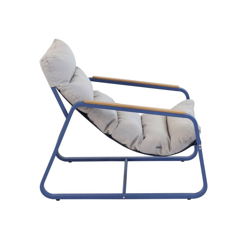 Poltrona relax in acciaio e Textilene con poggiapiedi