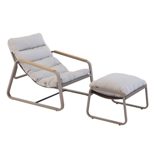 Poltrona relax in acciaio e Textilene con poggiapiedi | Oviala