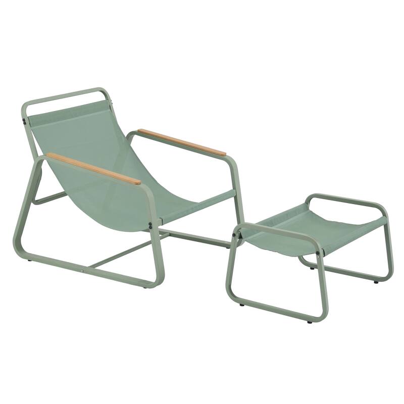 Poltrona relax in acciaio e Textilene con poggiapiedi