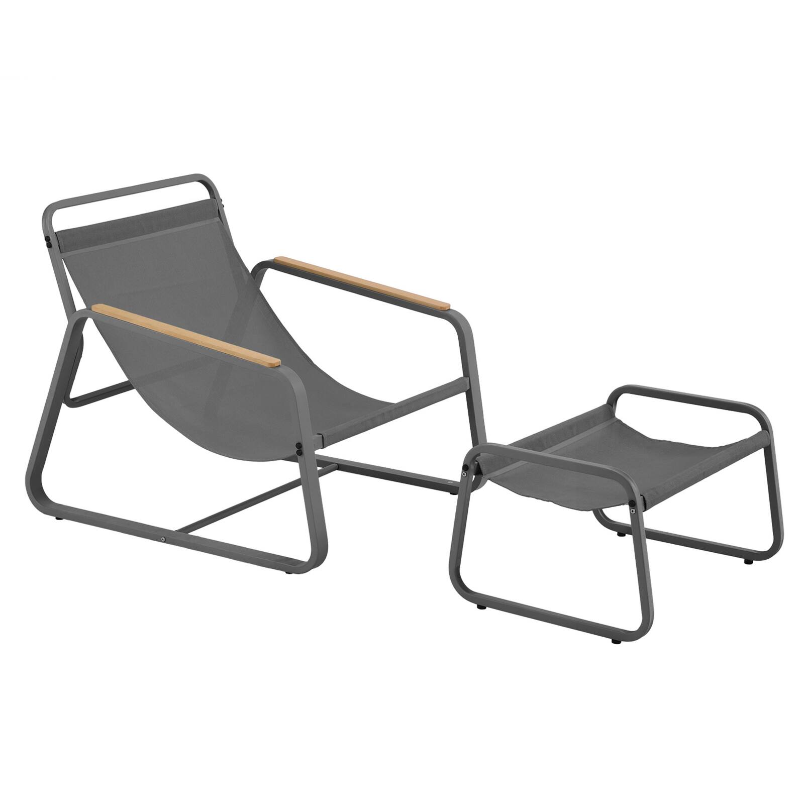 Poltrona relax in acciaio e Textilene con poggiapiedi