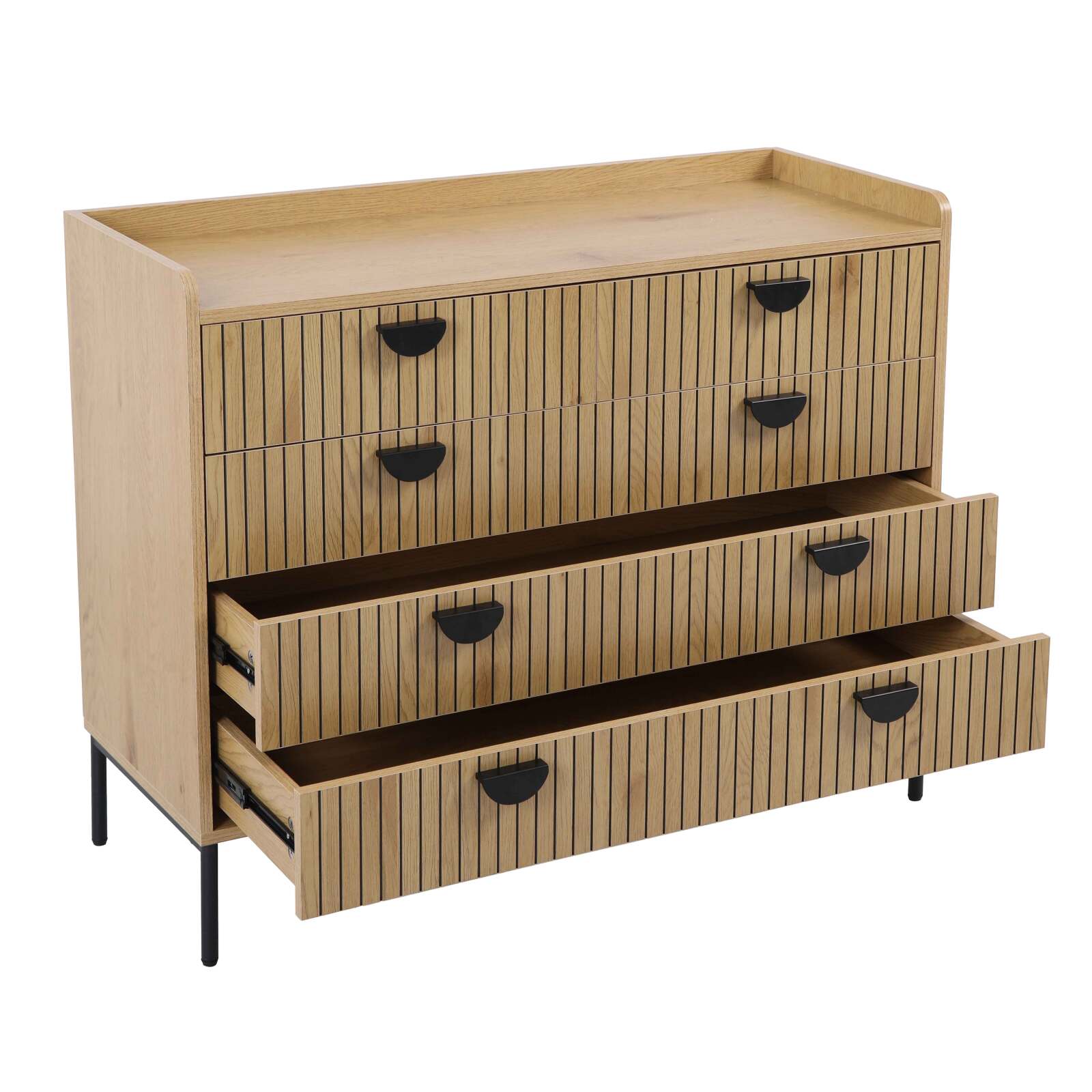 Cassettiera con 5 cassetti in MDF nobilitato decoro 100 cm