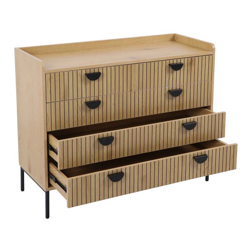 Cassettiera con 5 cassetti in MDF nobilitato decoro 100 cm