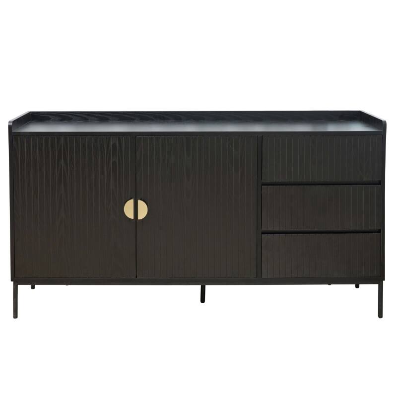 Credenza 2 ante e 3 cassetti in acciaio e MDF decoro melaminico 150 cm