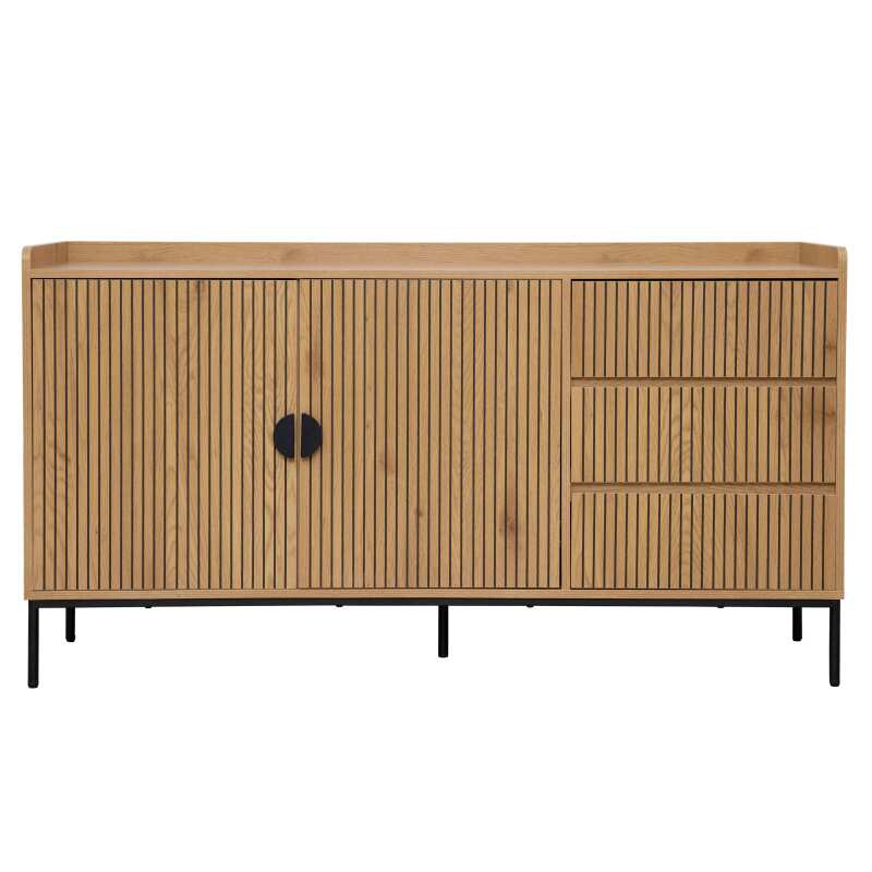 Credenza 2 ante e 3 cassetti in acciaio e MDF decoro melaminico 150 cm