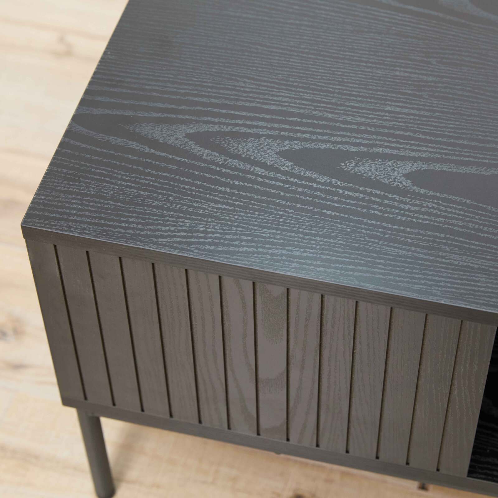 Tavolino in acciaio e MDF con decoro melaminico 150 cm