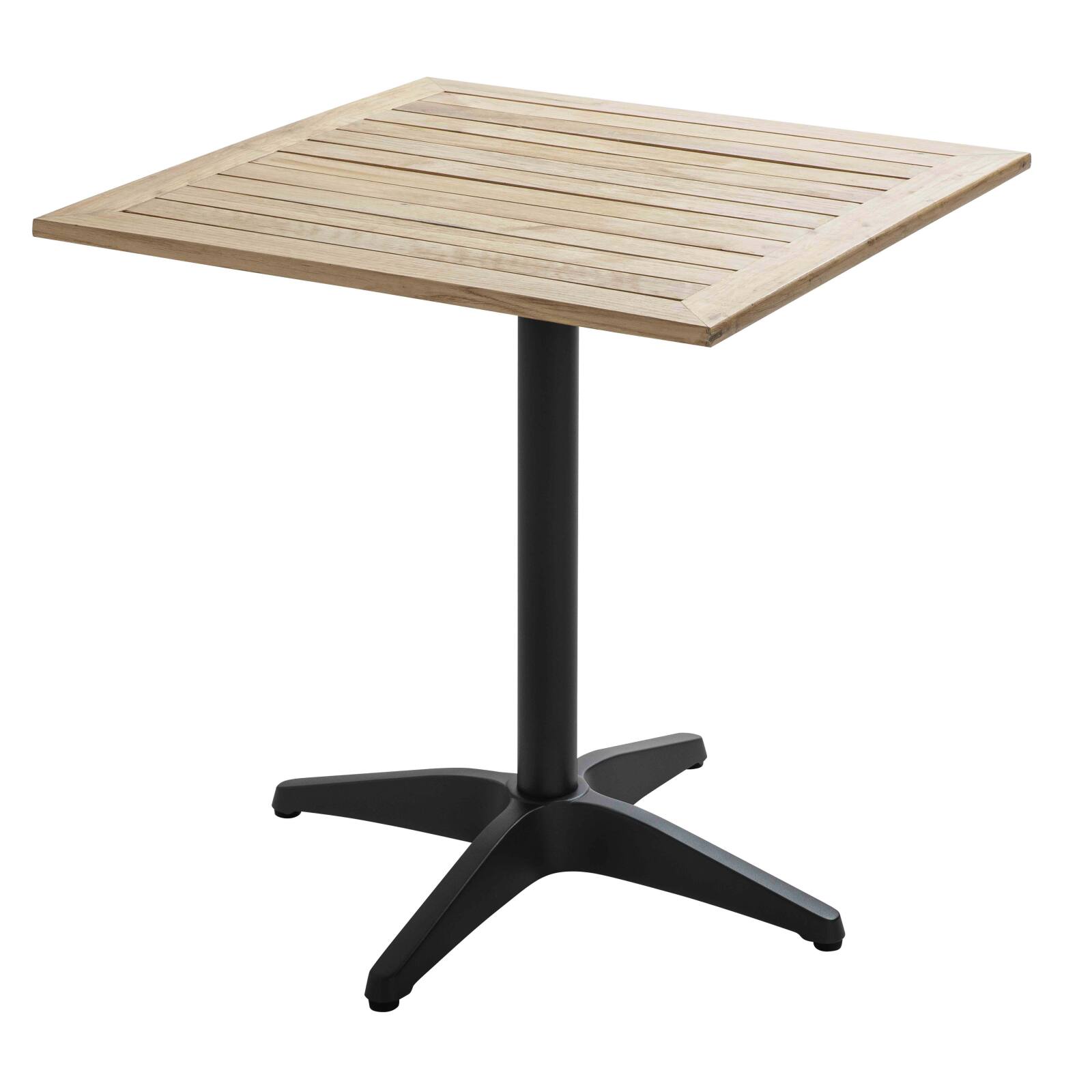 Tavolo da terrazza quadrato in legno 70 x 70 cm + 4 sedie in alluminio Tavolo da terrazza quadrato in legno 70 x 70 cm + 4 sedie in alluminio