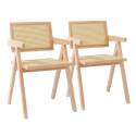 Set di 2 sedie con braccioli in rattan naturale e legno massello FSC®
