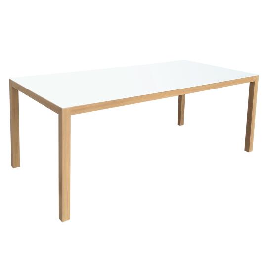 Tavolo da giardino rettangolare in alluminio effetto legno con piano in vetro temperato (180 x 90 x 74 cm)