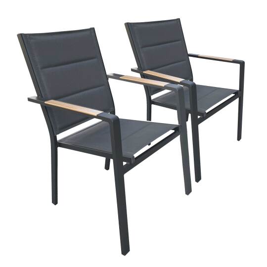 Sedia da giardino in alluminio e Textilene con braccioli - Set da 2