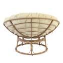 Poltrona Papasan in acciaio e rattan sintetico con cuscino