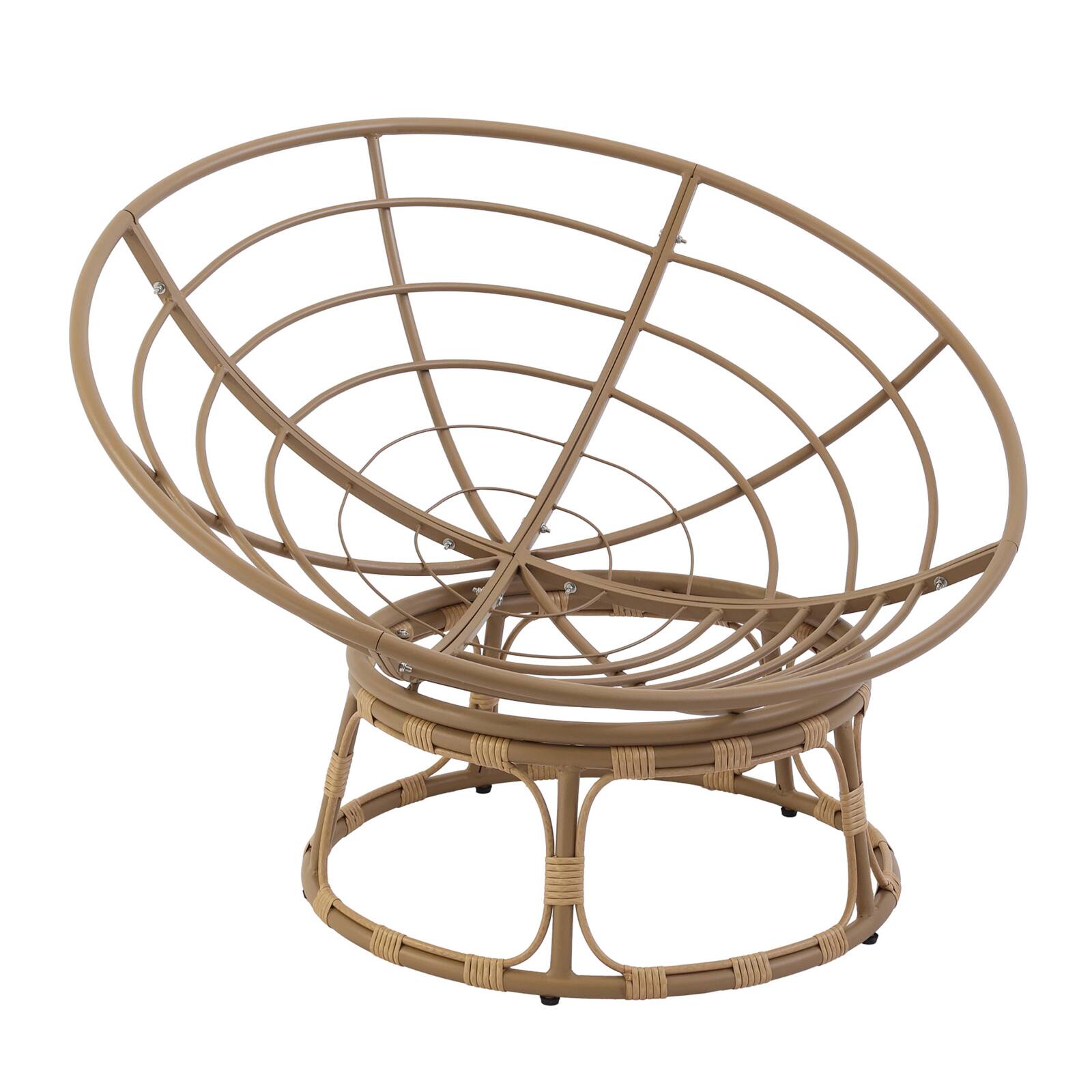 Poltrona Papasan in acciaio e rattan sintetico con cuscino