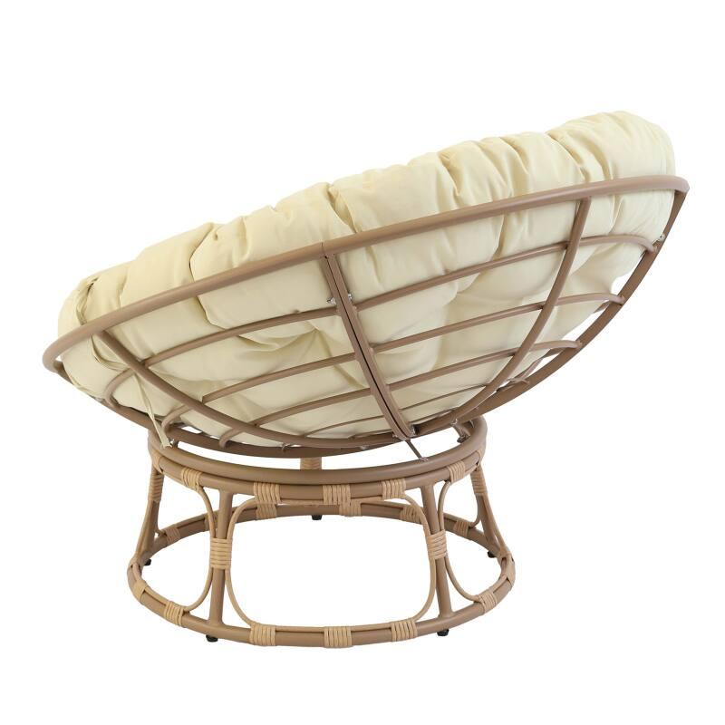 Poltrona Papasan in acciaio e rattan sintetico con cuscino