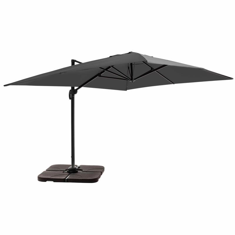 Ombrellone da giardino a braccio (4 x 3 m) + 4 lastre zavorrate riempibili