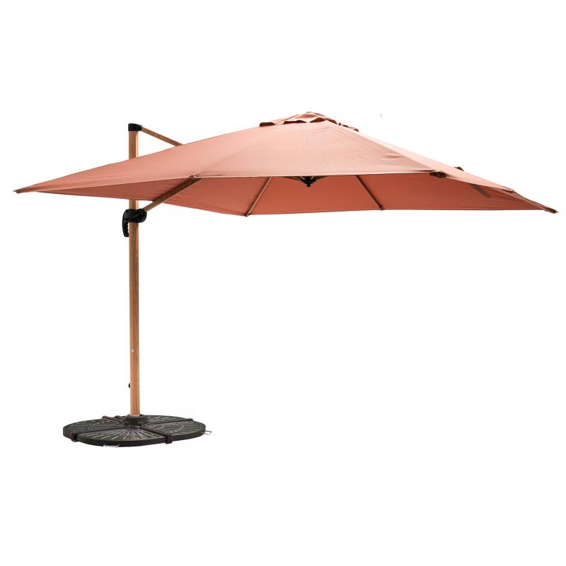 Ombrellone da giardino a braccio inclinabili (3 x 3 m) + 4 lastre zavorrate