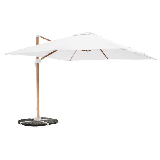 Ombrellone da giardino a braccio inclinabili (3 x 3 m) + 4 lastre zavorrate