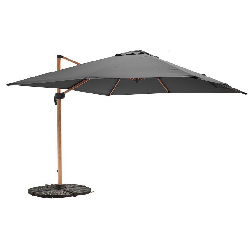 Ombrellone da giardino a braccio inclinabili (3 x 3 m) + 4 lastre zavorrate