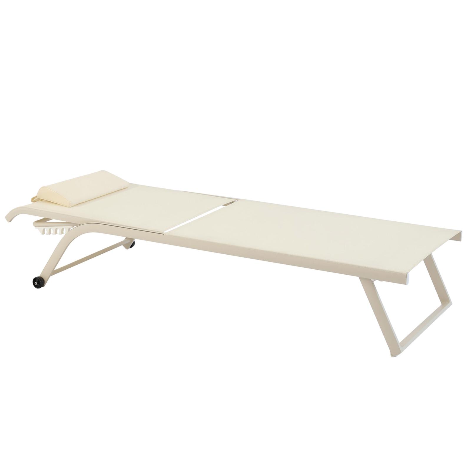 Set di 2 lettini prendisole in alluminio con ruote, reclinabili in 4 posizioni