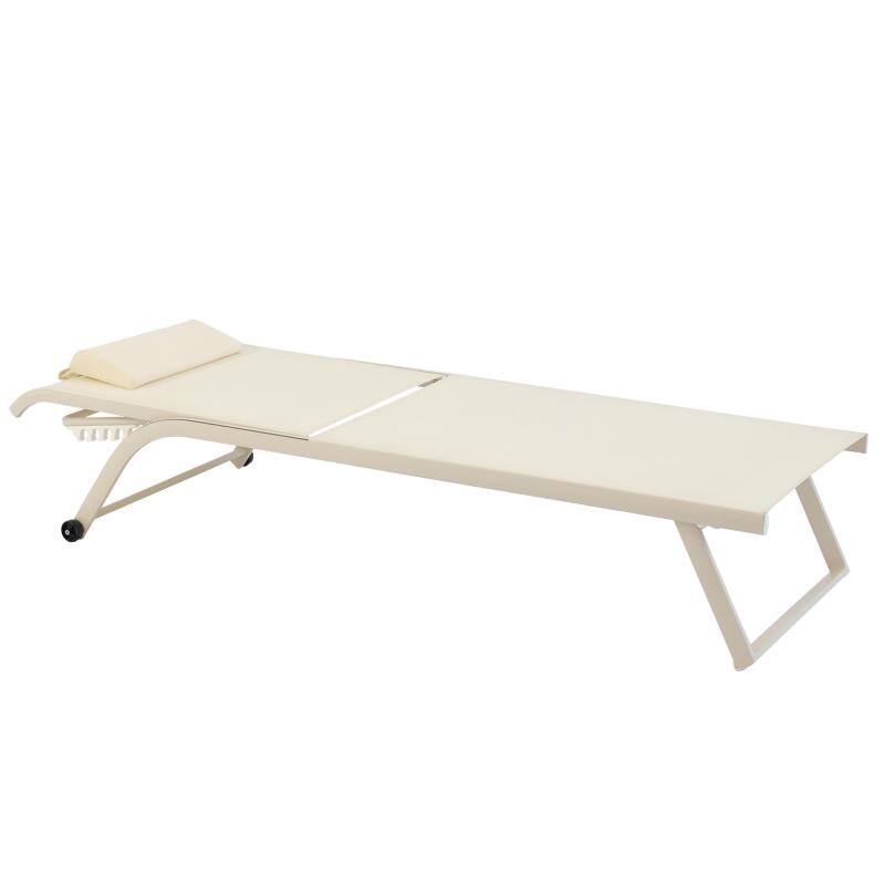 Set di 2 lettini prendisole in alluminio con ruote, reclinabili in 4 posizioni