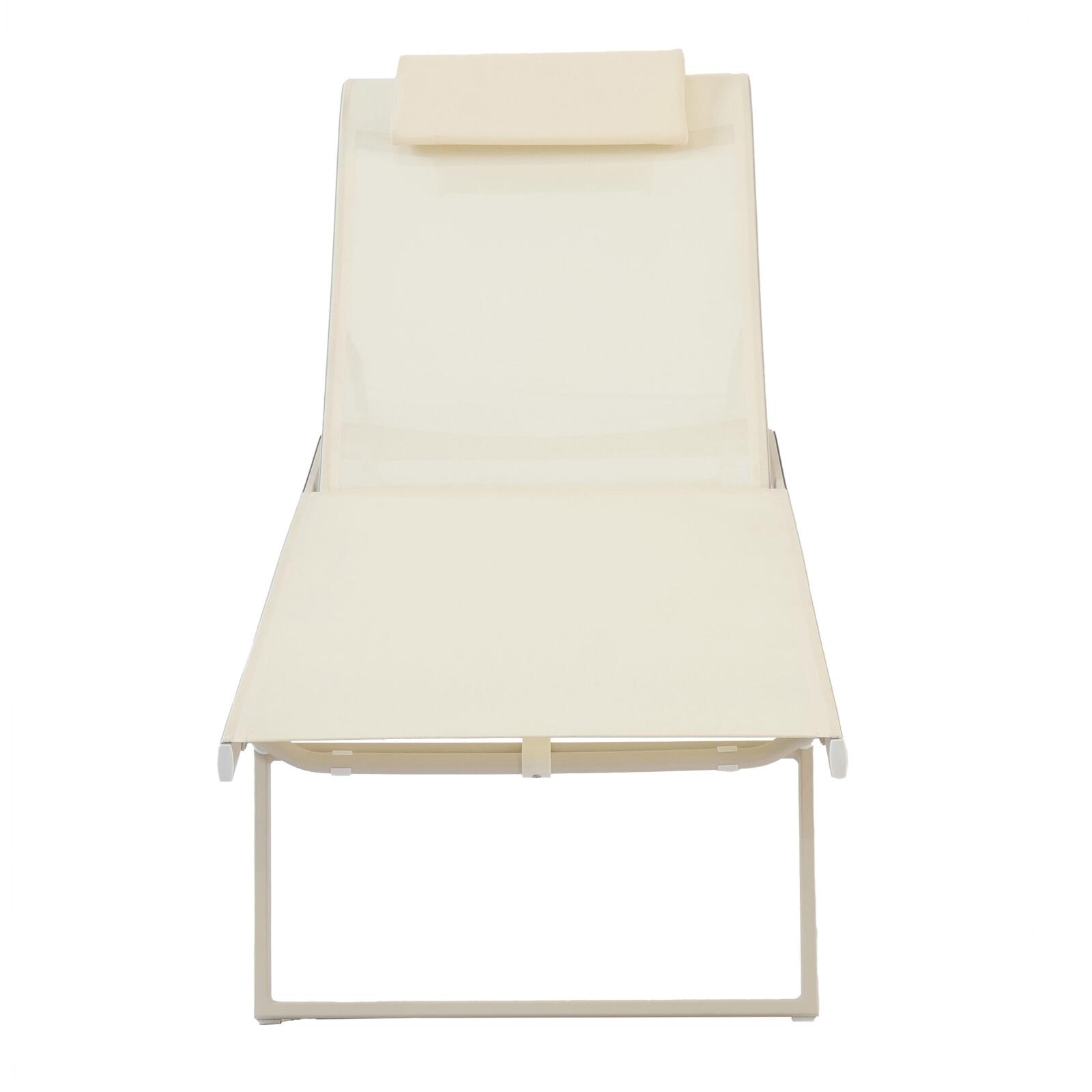 Set di 2 lettini prendisole in alluminio con ruote, reclinabili in 4 posizioni