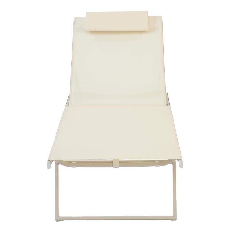 Set di 2 lettini prendisole in alluminio con ruote, reclinabili in 4 posizioni