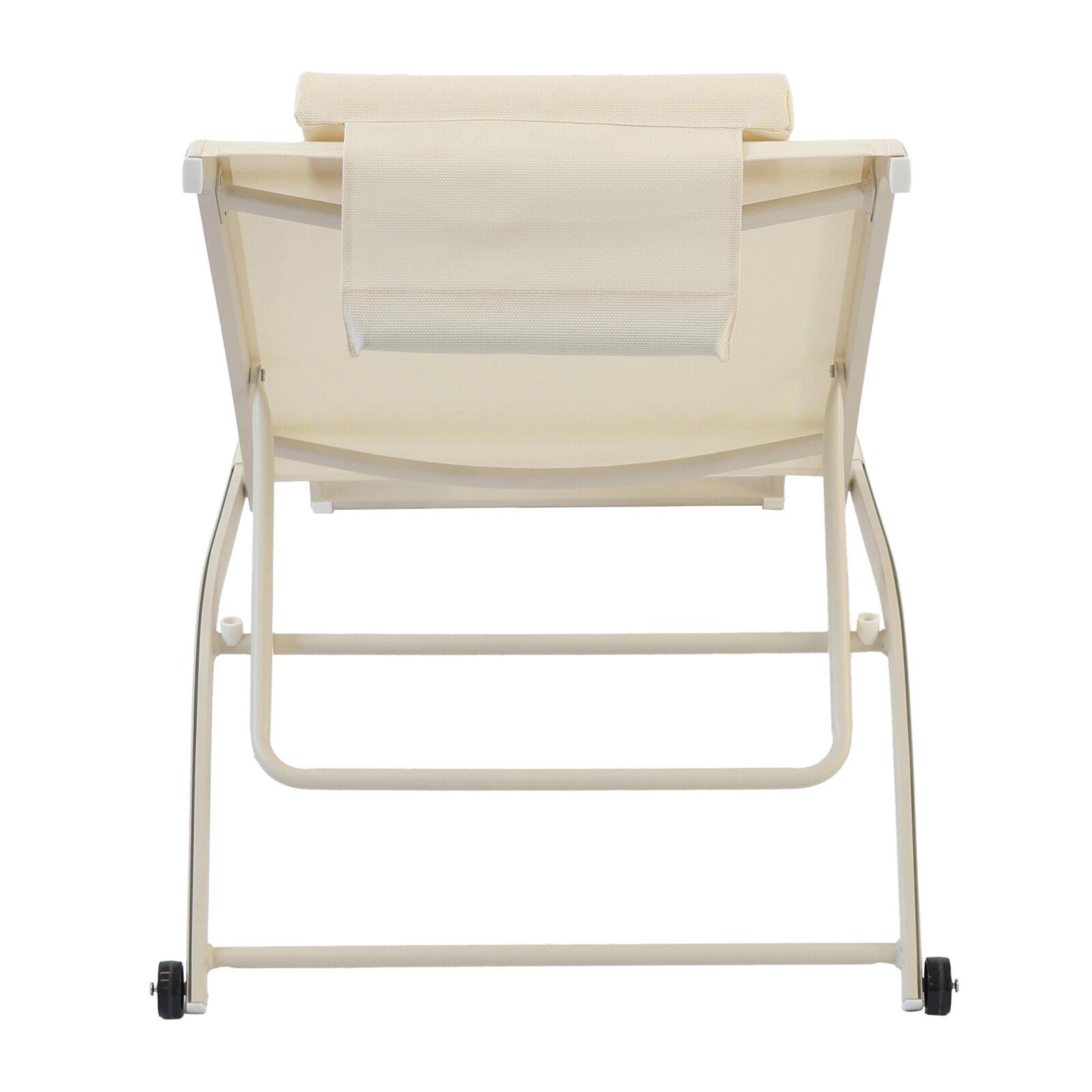 Set di 2 lettini prendisole in alluminio con ruote, reclinabili in 4 posizioni