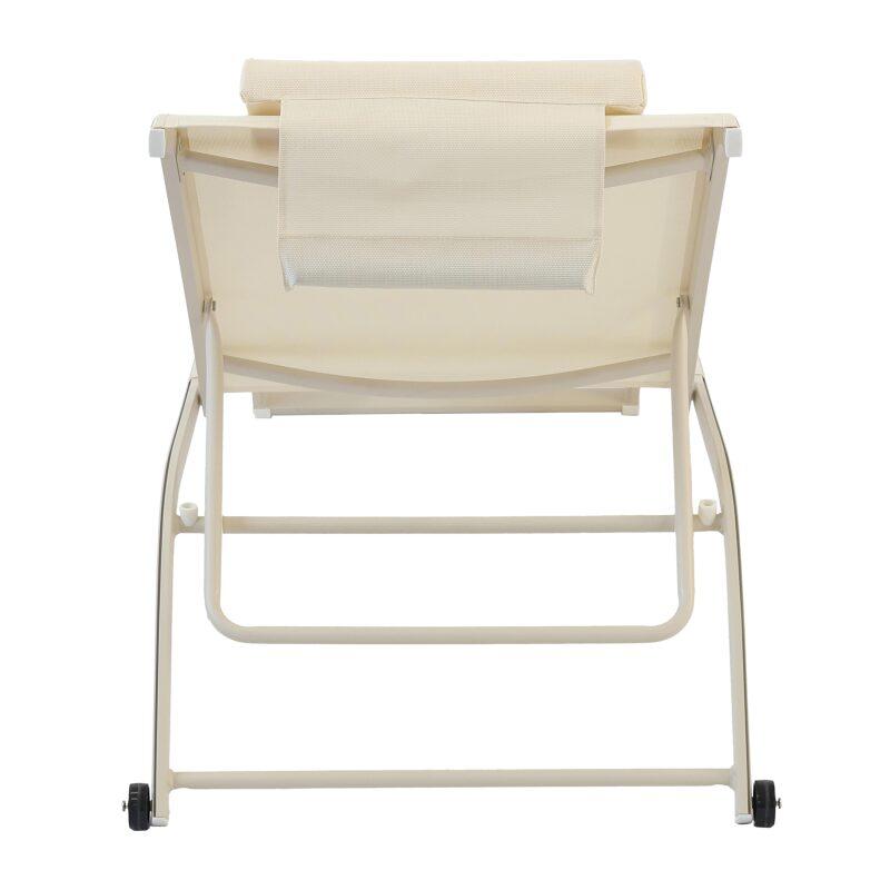 Set di 2 lettini prendisole in alluminio con ruote, reclinabili in 4 posizioni