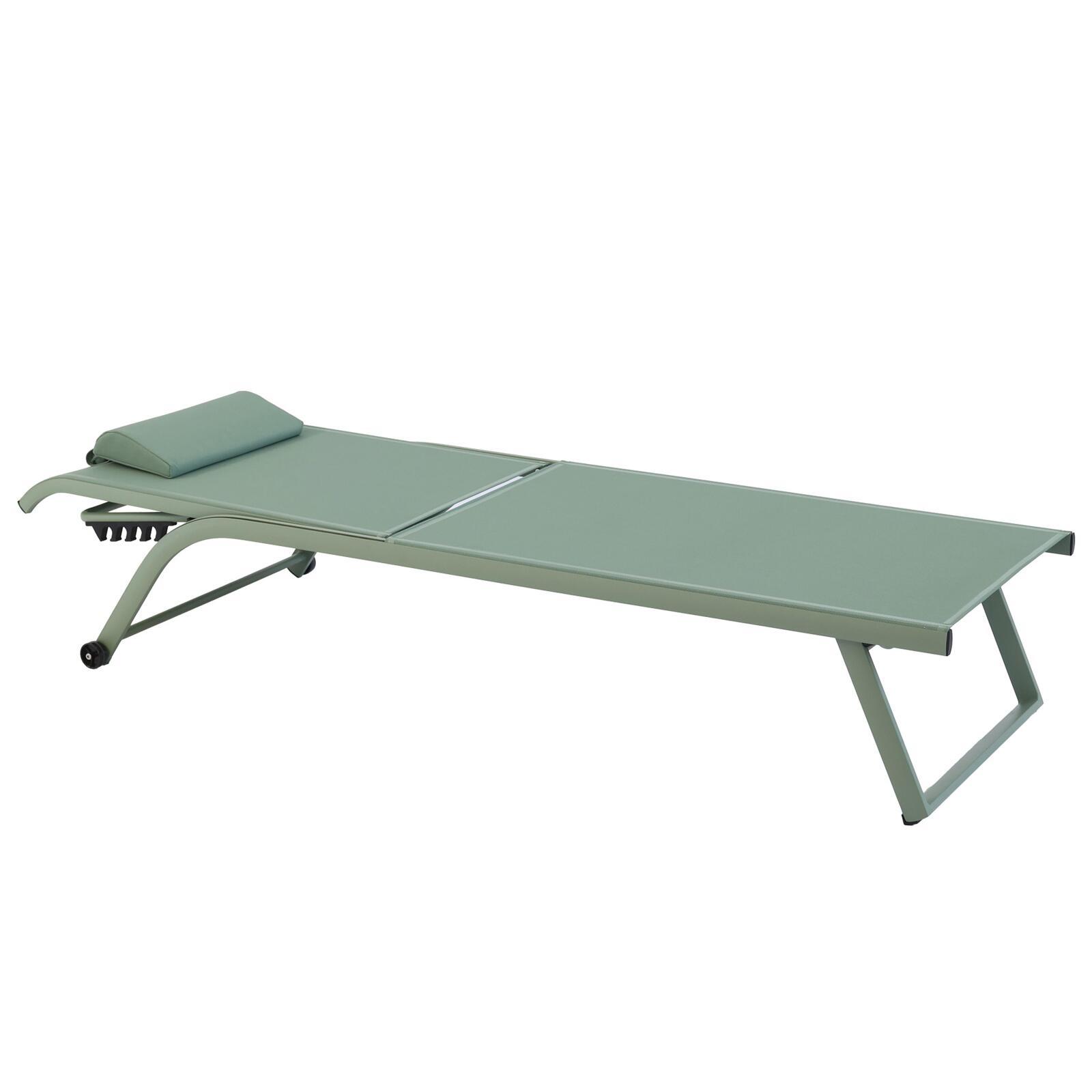 Set di 2 lettini prendisole in alluminio con ruote, reclinabili in 4 posizioni