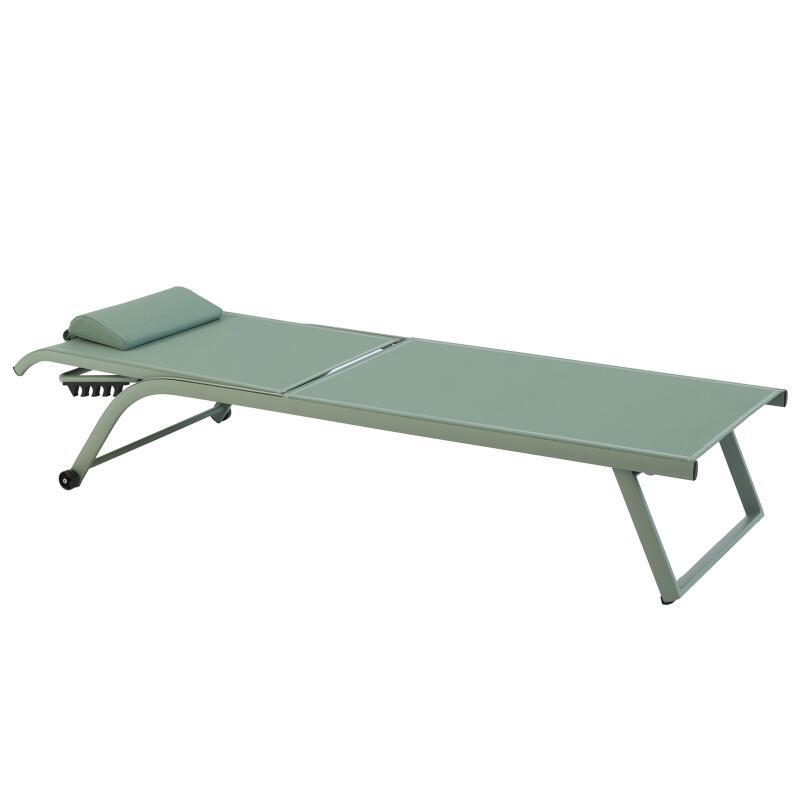 Set di 2 lettini prendisole in alluminio con ruote, reclinabili in 4 posizioni