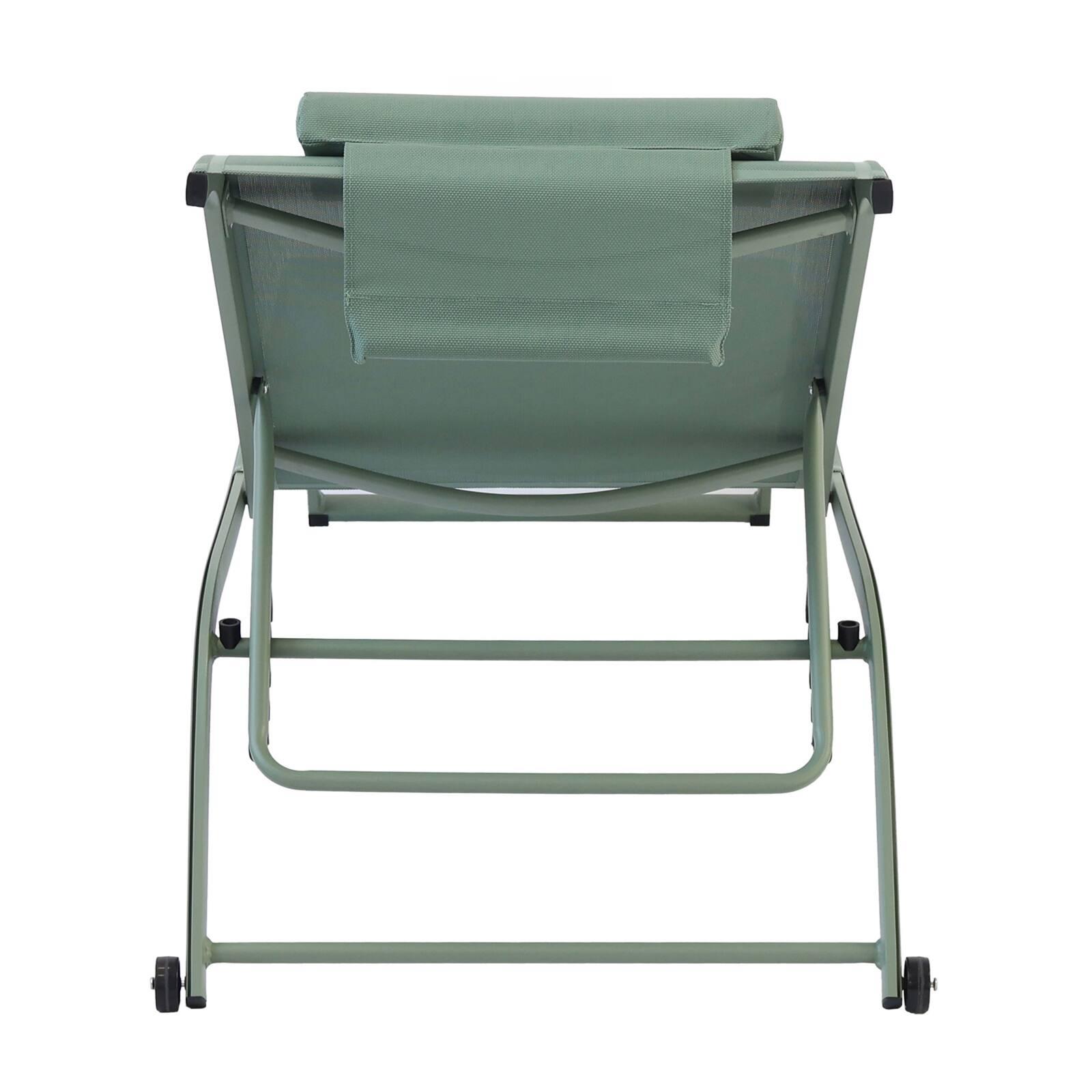 Set di 2 lettini prendisole in alluminio con ruote, reclinabili in 4 posizioni