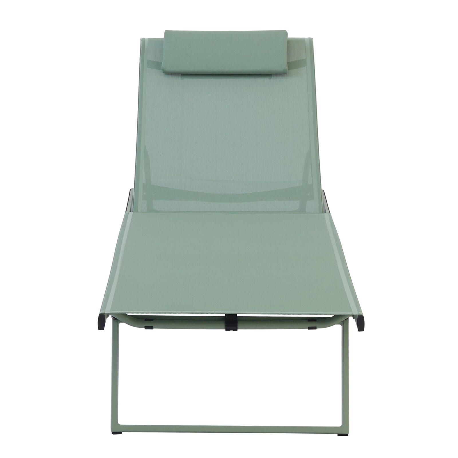 Set di 2 lettini prendisole in alluminio con ruote, reclinabili in 4 posizioni