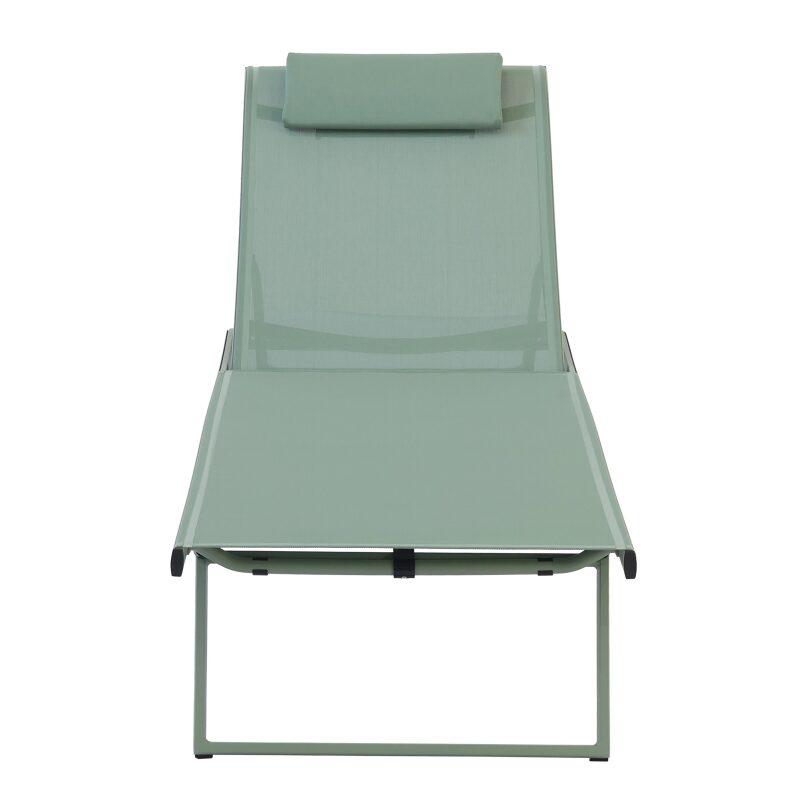 Set di 2 lettini prendisole in alluminio con ruote, reclinabili in 4 posizioni