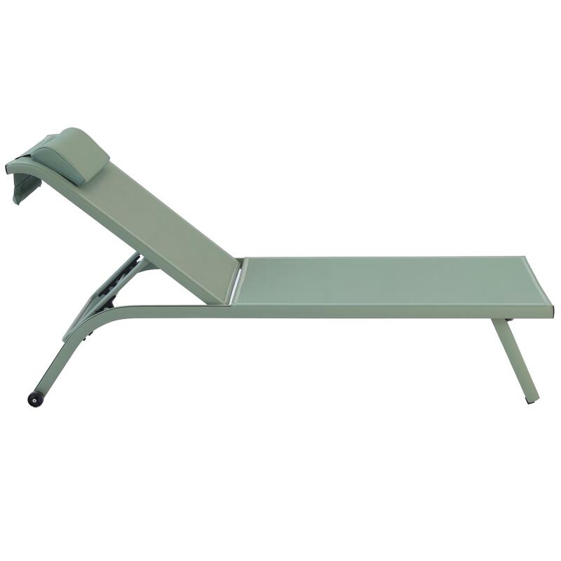 Set di 2 lettini prendisole in alluminio con ruote, reclinabili in 4 posizioni