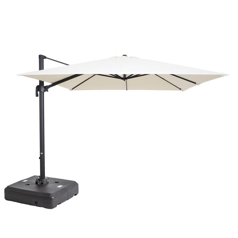 Ombrellone da giardino a braccio (3 x 3M) rotanti a 360° + 100 L di zavorra su ruote