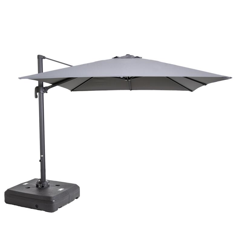 Ombrellone da giardino a braccio (3 x 3M) rotanti a 360° + 100 L di zavorra su ruote