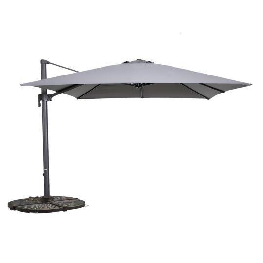 Ombrellone da giardino a braccio quadrato (3 x 3 m) con rotazione a 360° + 4 lastre zavorrate