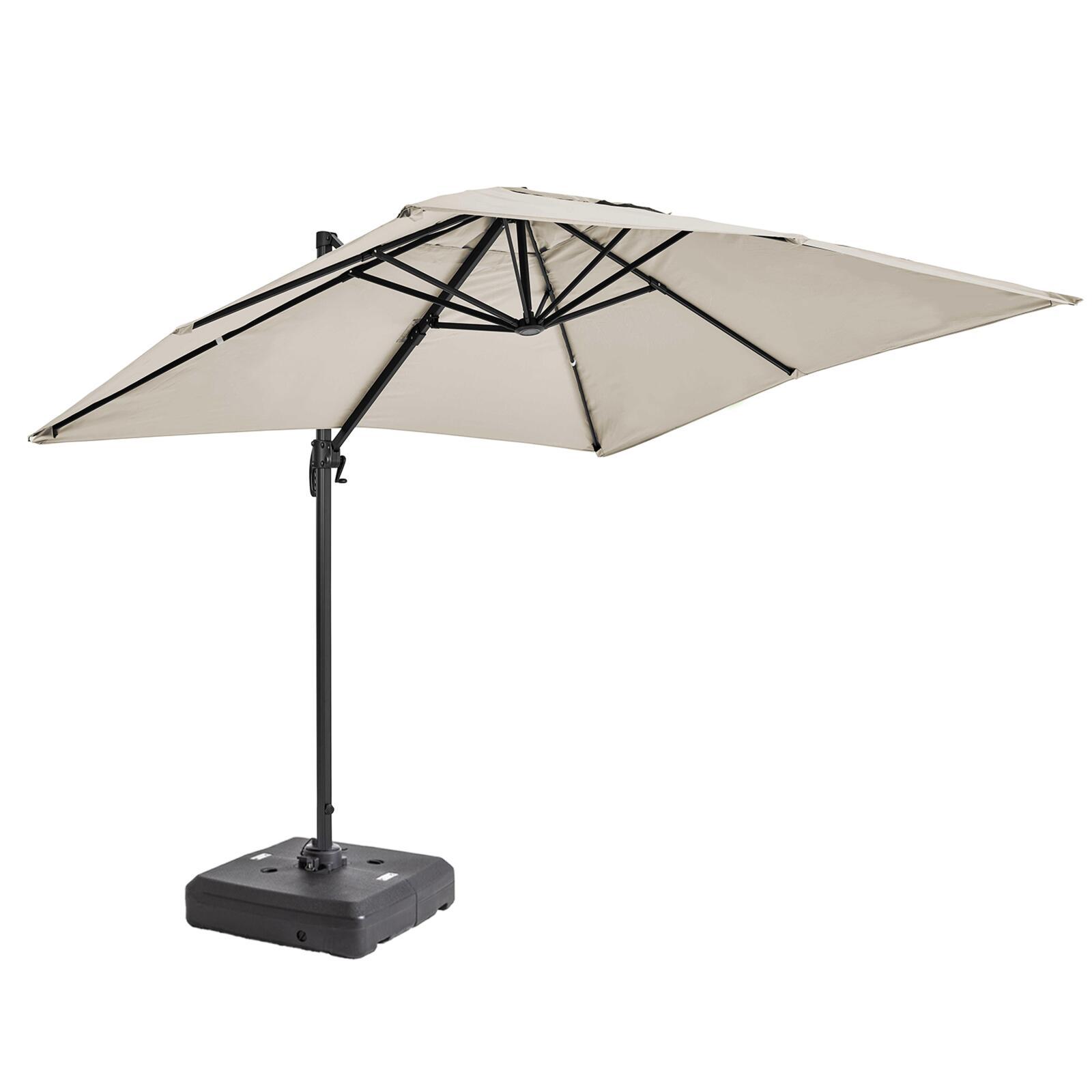 Ombrellone da giardino a braccio rettangolari girevole 360° (2 x 3 m) + tegola zavorrata da 100 L su ruote