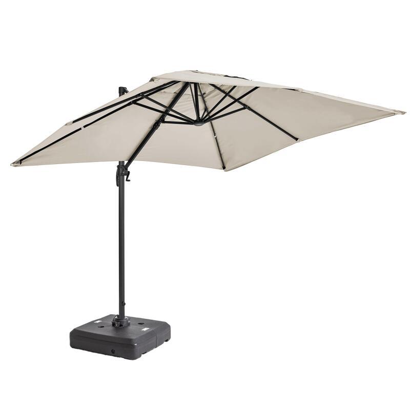 Ombrellone da giardino a braccio rettangolari girevole 360° (2 x 3 m) + tegola zavorrata da 100 L su ruote